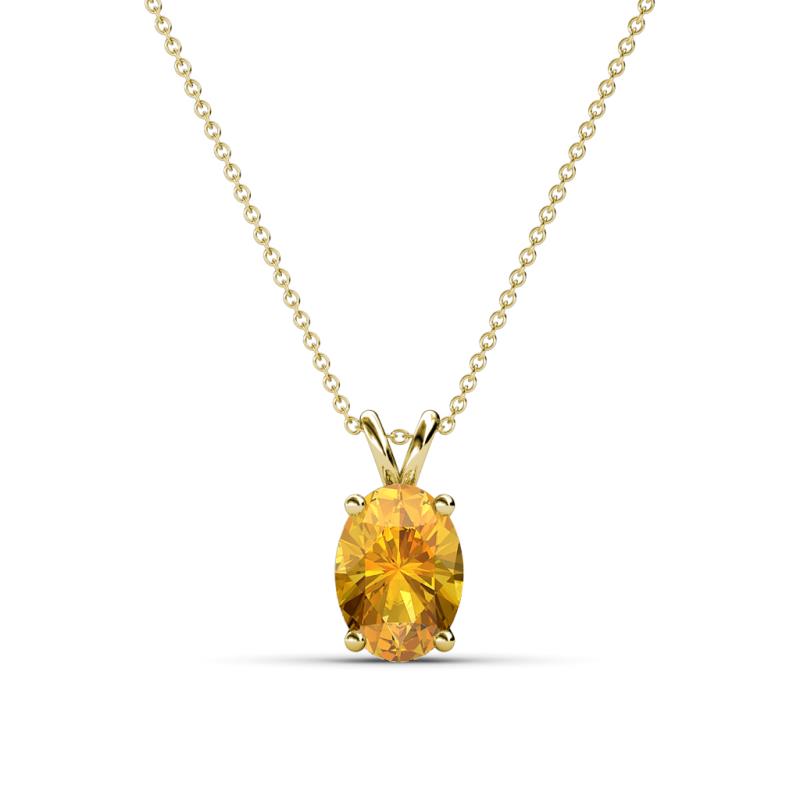 Jassiel 7x5 mm Oval Cut Citrine Double Bail Solitaire Pendant Necklace 