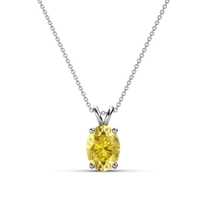 Jassiel 7x5 mm Oval Cut Yellow Sapphire Double Bail Solitaire Pendant Necklace 