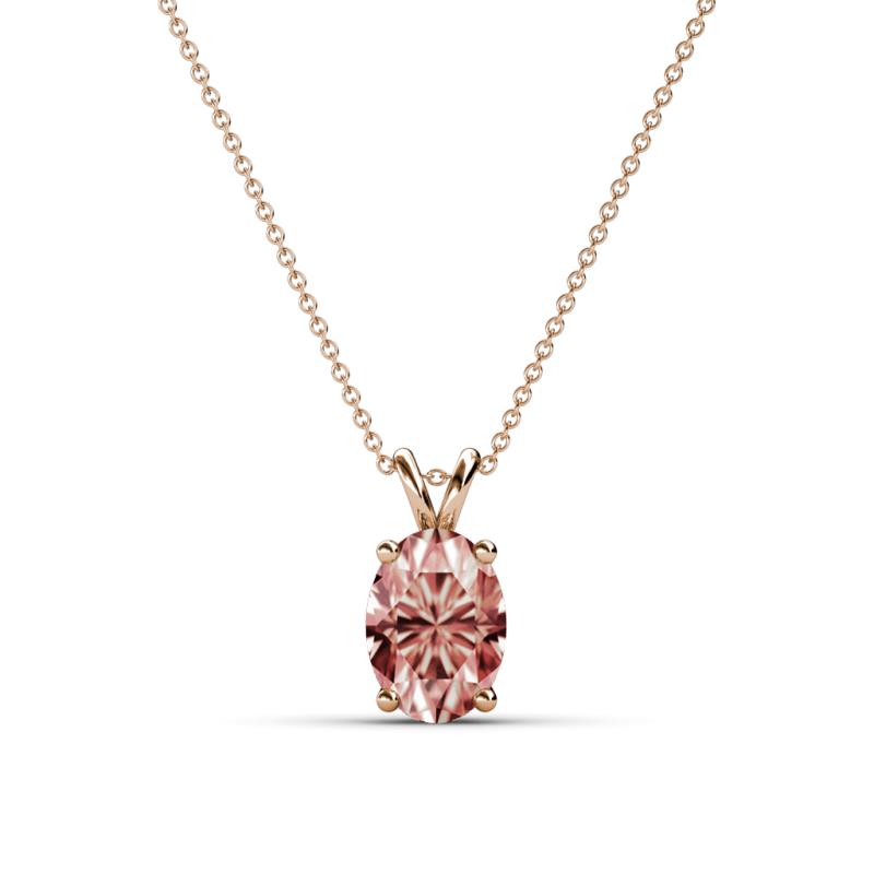 Jassiel 7x5 mm Oval Cut Morganite Double Bail Solitaire Pendant Necklace 