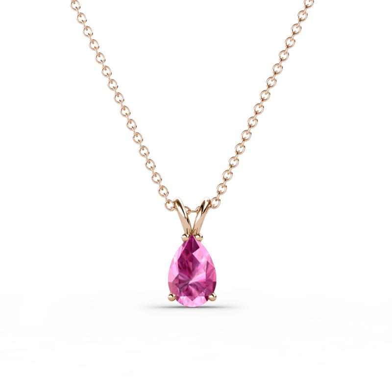 Jassiel 6x4 mm Pear Cut Pink Sapphire Double Bail Solitaire Pendant Necklace 