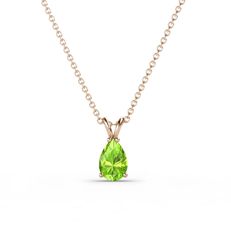 Jassiel 6x4 mm Pear Cut Peridot Double Bail Solitaire Pendant Necklace 