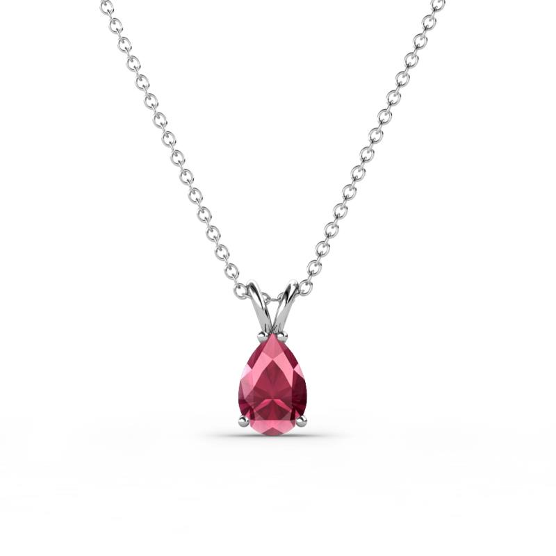 Jassiel 6x4 mm Pear Cut Rhodolite Garnet Double Bail Solitaire Pendant Necklace 