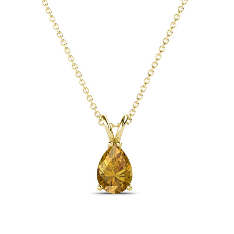 Jassiel 7x5 mm Pear Cut Citrine Double Bail Solitaire Pendant Necklace 