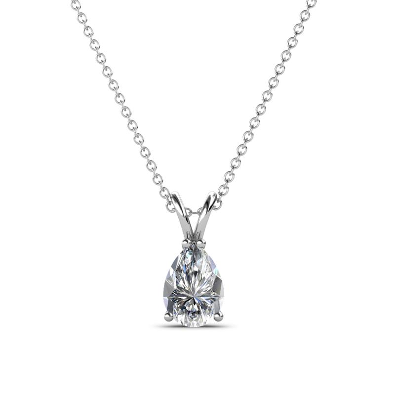 Jassiel 7x5 mm Pear Cut Diamond Double Bail Solitaire Pendant Necklace 