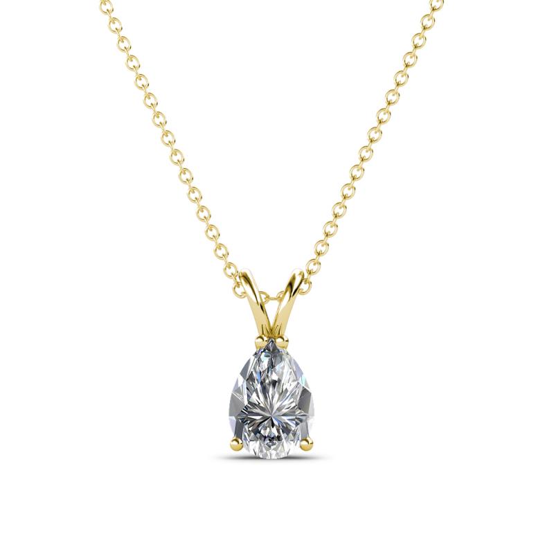 Jassiel 7x5 mm Pear Cut Diamond Double Bail Solitaire Pendant Necklace 