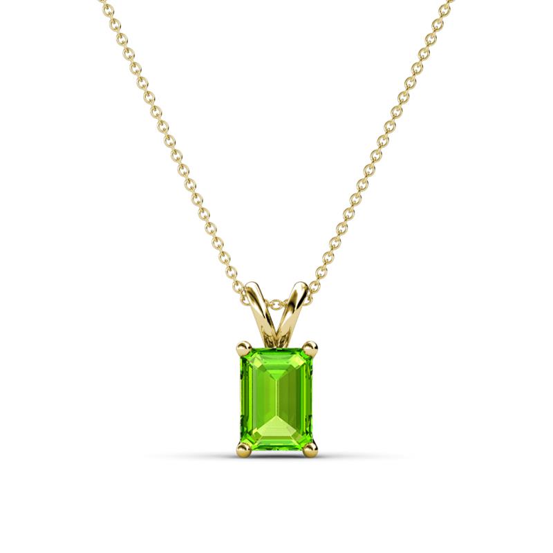 Jassiel 7x5 mm Emerald Cut Peridot Double Bail Solitaire Pendant Necklace 