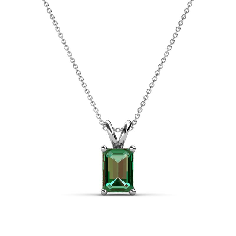 Jassiel 7x5 mm Emerald Cut Lab Created Alexandrite Double Bail Solitaire Pendant Necklace 