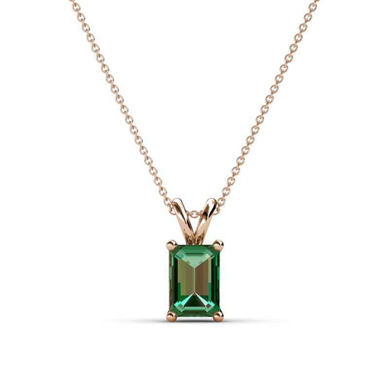 Jassiel 7x5 mm Emerald Cut Lab Created Alexandrite Double Bail Solitaire Pendant Necklace 