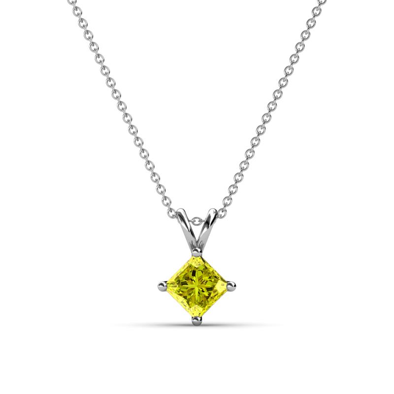 Jassiel 5.00 mm Princess Cut Yellow Diamond Double Bail Solitaire Pendant Necklace 