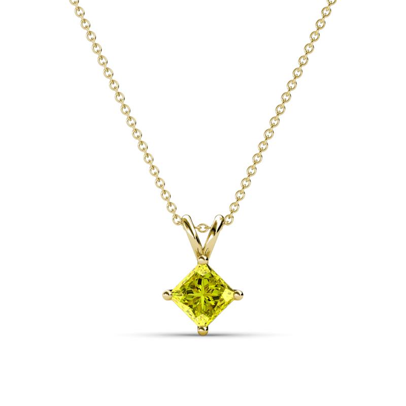 Jassiel 5.00 mm Princess Cut Yellow Diamond Double Bail Solitaire Pendant Necklace 