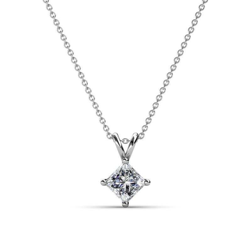 Jassiel 5.00 mm Princess Cut Diamond Double Bail Solitaire Pendant Necklace 