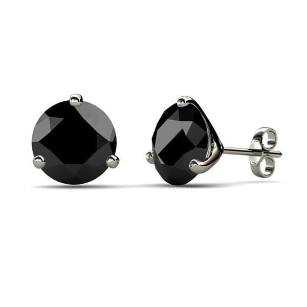 Black Diamond Earrings Natural Treated Black Round Diamond cttw Martini Prong Earrings in K White Gold