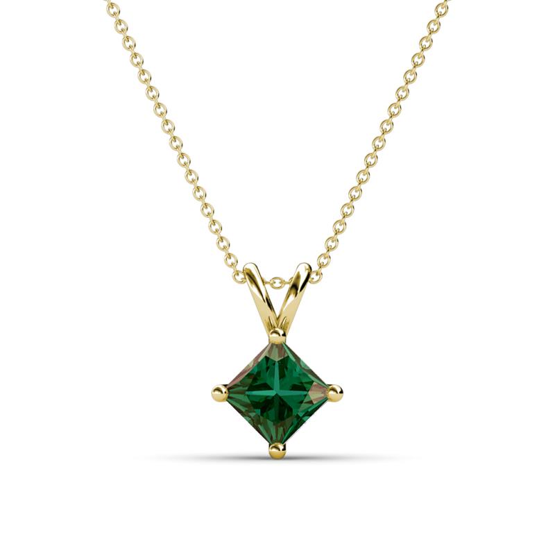 Jassiel 6.00 mm Princess Cut Created Alexandrite Double Bail Solitaire Pendant Necklace 