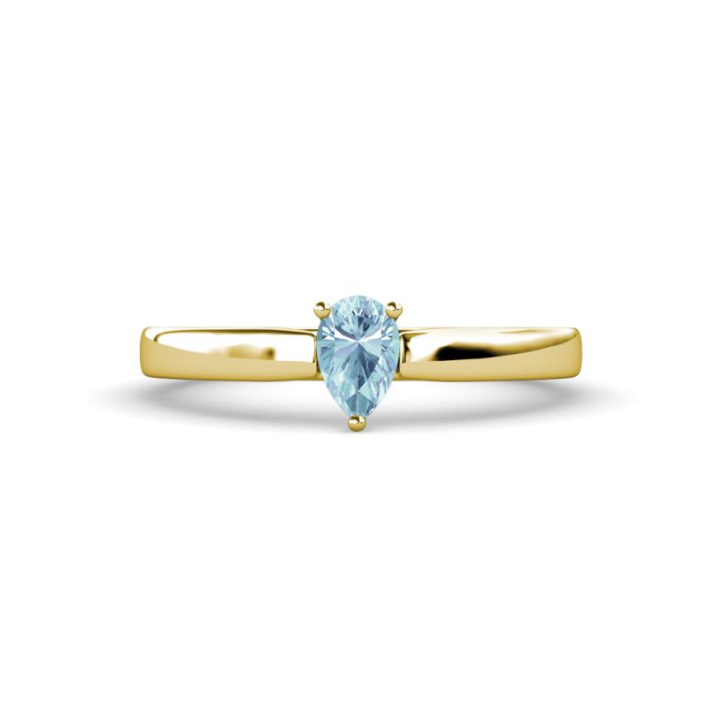 Annora Pear Cut Aquamarine Solitaire Engagement Ring 