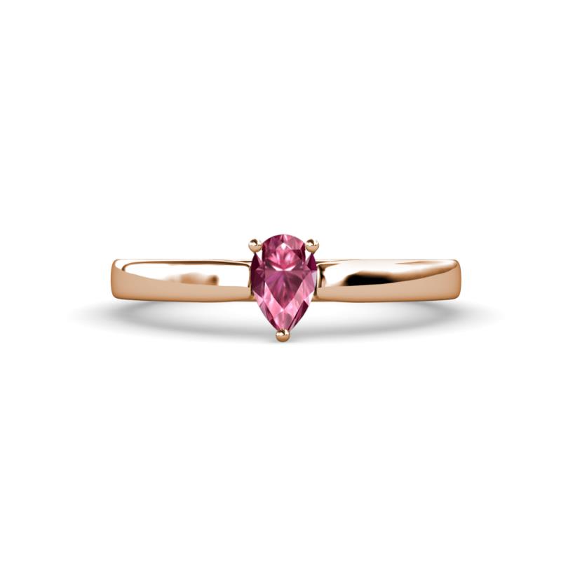 Annora Pear Cut Pink Tourmaline Solitaire Engagement Ring 