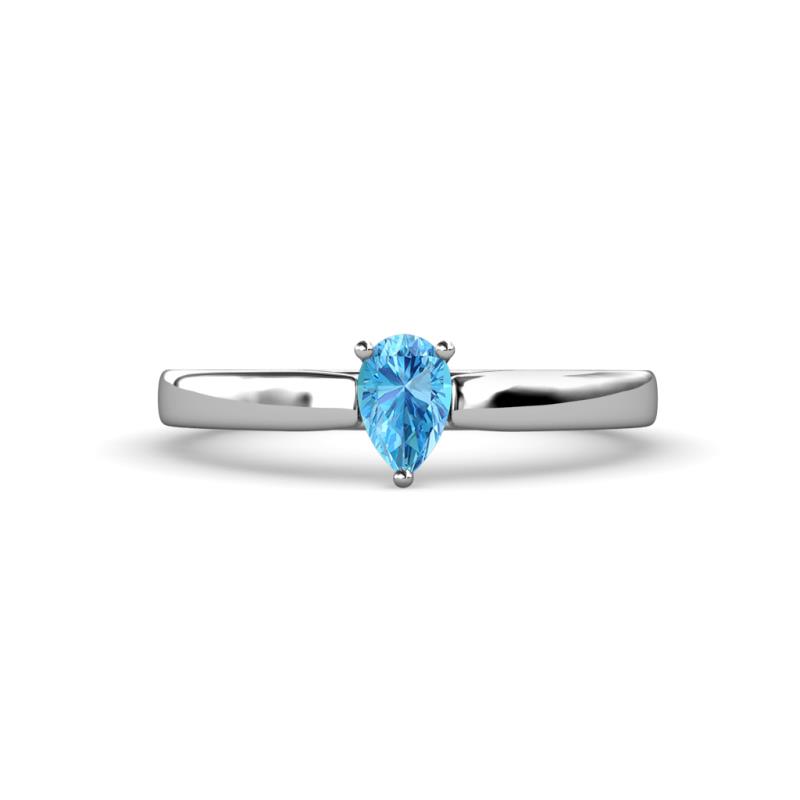 Annora Pear Cut Blue Topaz Solitaire Engagement Ring 