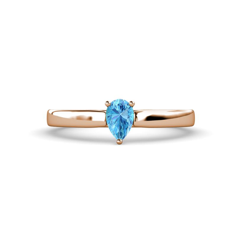 Annora Pear Cut Blue Topaz Solitaire Engagement Ring 