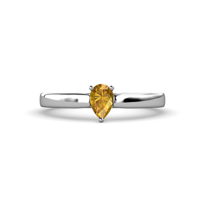 Annora Pear Cut Citrine Solitaire Engagement Ring 