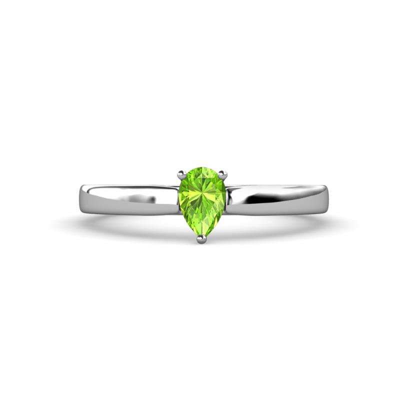 Annora Pear Cut Peridot Solitaire Engagement Ring 