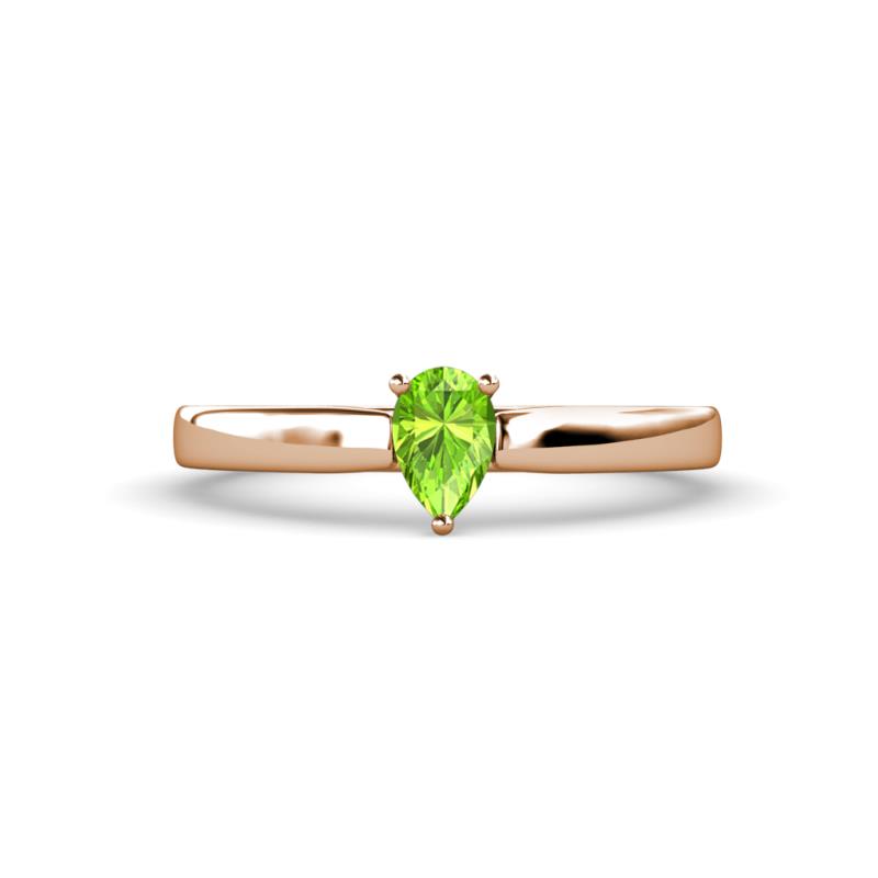 Annora Pear Cut Peridot Solitaire Engagement Ring 