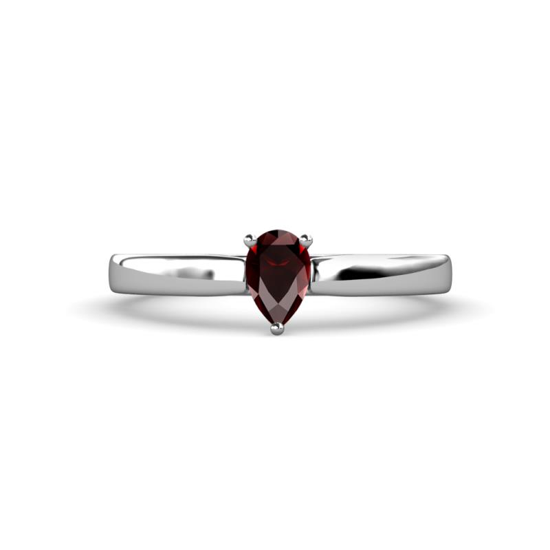 Annora Pear Cut Red Garnet Solitaire Engagement Ring 