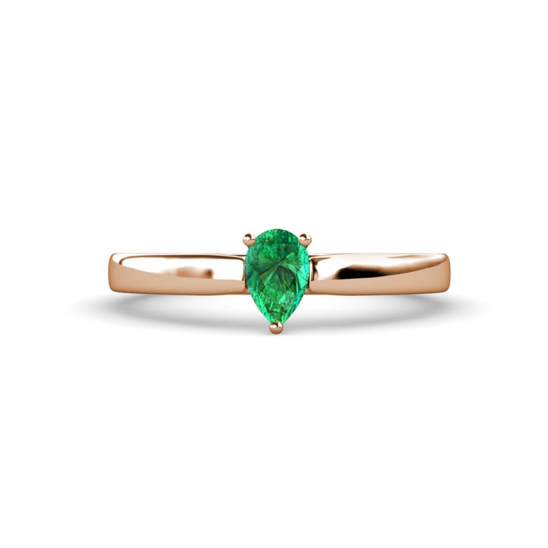 Annora Pear Cut Emerald Solitaire Engagement Ring 