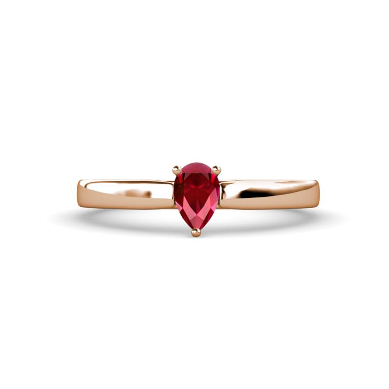 Annora Pear Cut Ruby Solitaire Engagement Ring 