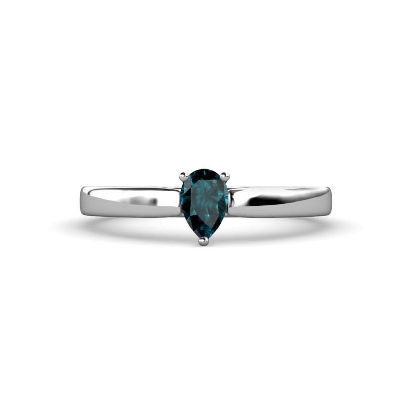 Annora Pear Cut London Blue Topaz Solitaire Engagement Ring 