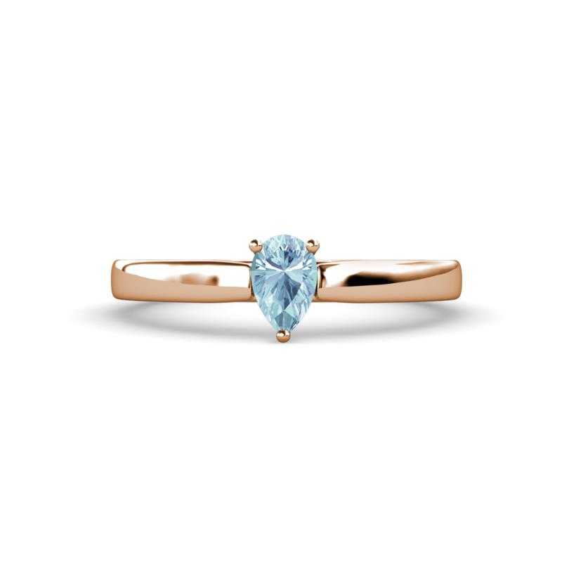 Annora Pear Cut Aquamarine Solitaire Engagement Ring 