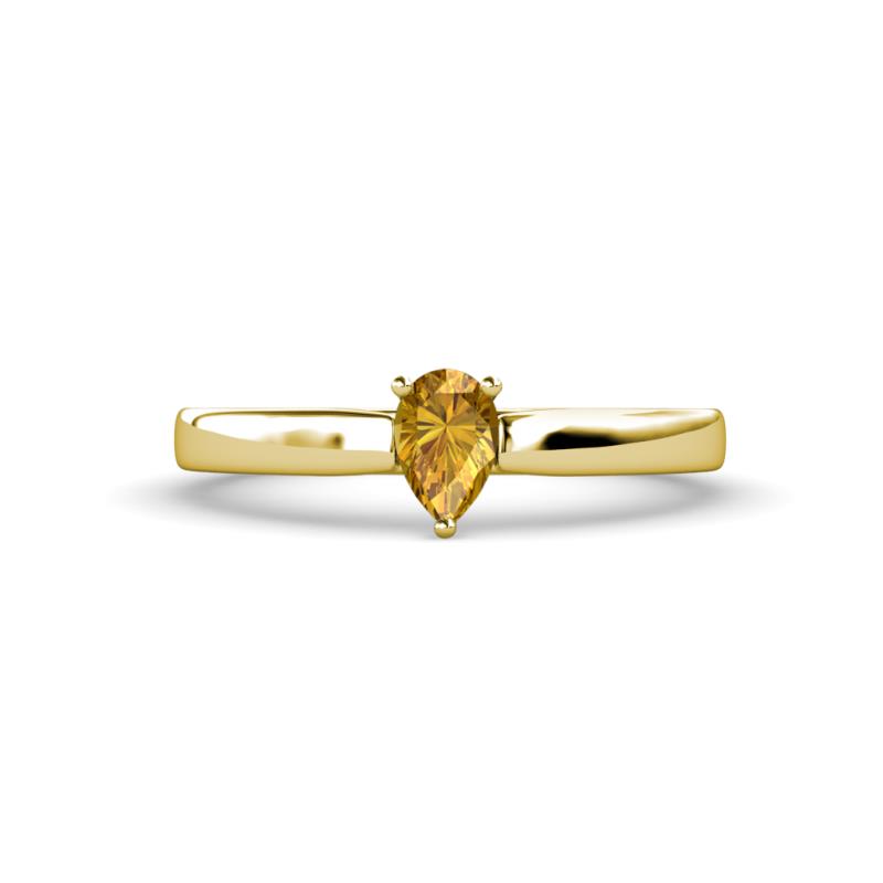 Annora Pear Cut Citrine Solitaire Engagement Ring 