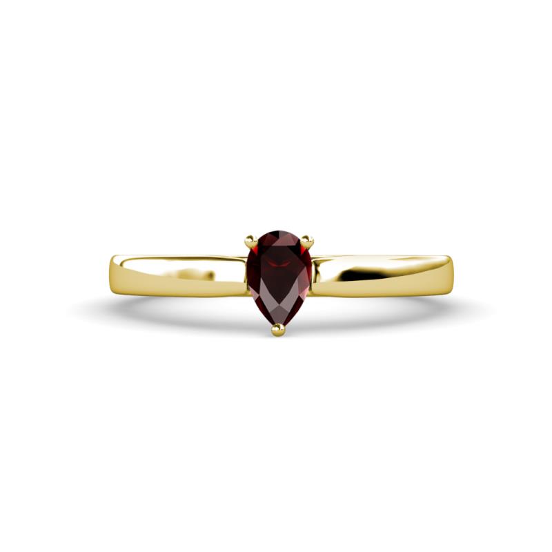 Annora Pear Cut Red Garnet Solitaire Engagement Ring 
