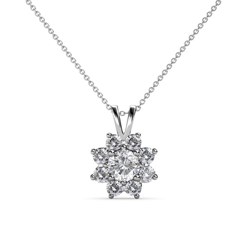 Ianthe Lab Grown Diamond and Diamond Floral Halo Pendant 