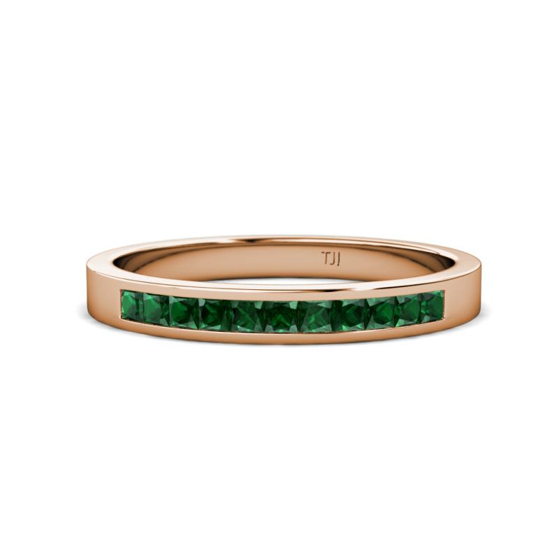 Aaryn 2.00 mm Chatham Created Emerald 11 Stone Wedding Band 
