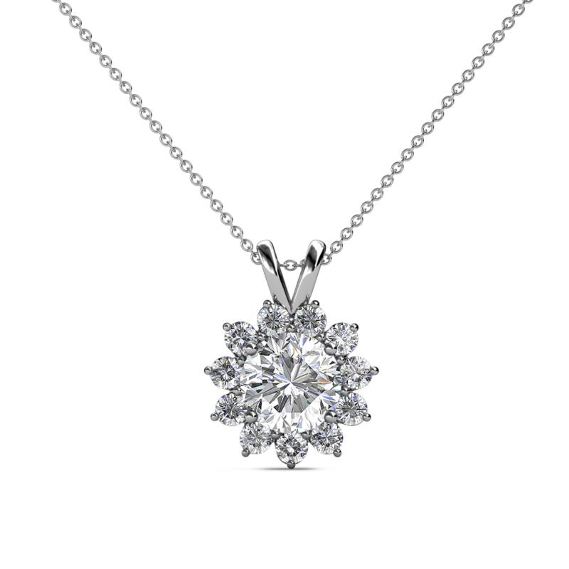 Megan Lab grown and Mined Diamond Floral Halo Pendant 