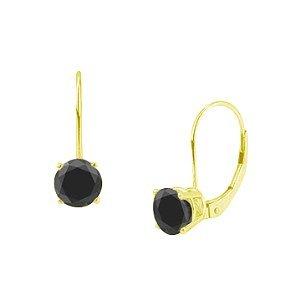 Black Diamond Euro Wire Stud Earrings Natural Black Round Diamond cttw AAA Clarity Black Color set using Prong Setting in K Yellow Gold