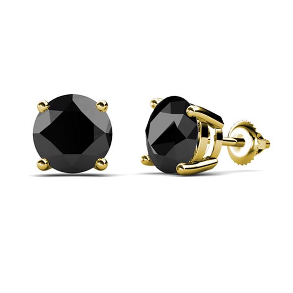Black Diamond Solitaire Stud Earrings 