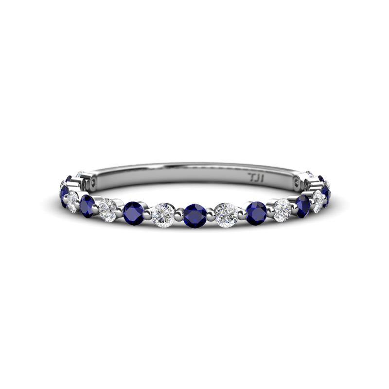 Valerie 2.00 mm Blue Sapphire and Lab Grown Diamond 3/4 Eternity Band 