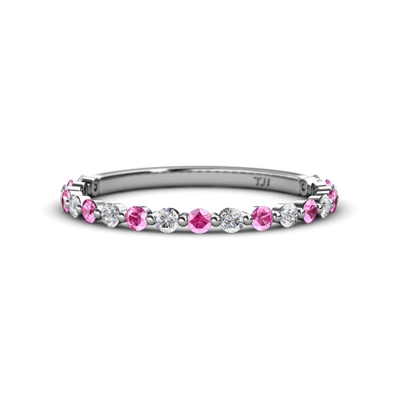 Valerie 2.00 mm Pink Sapphire and Lab Grown Diamond 3/4 Eternity Band 