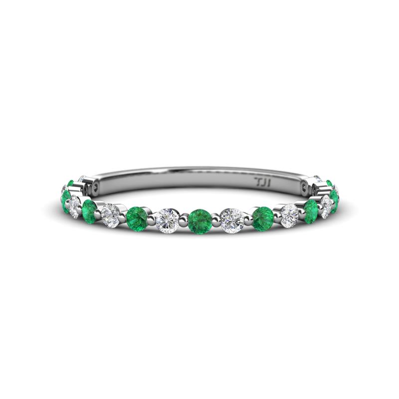 Valerie 2.00 mm Emerald and Lab Grown Diamond 3/4 Eternity Band 