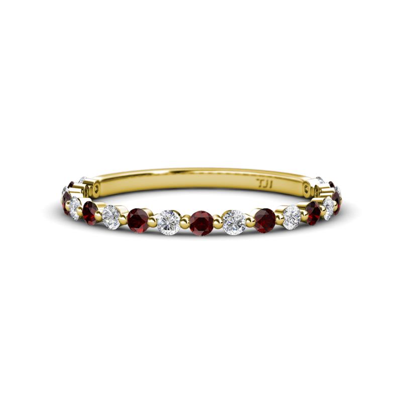 Valerie 2.00 mm Red Garnet and Lab Grown Diamond 3/4 Eternity Band 