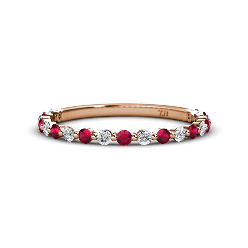 Valerie 2.00 mm Ruby and Lab Grown Diamond 3/4 Eternity Band 
