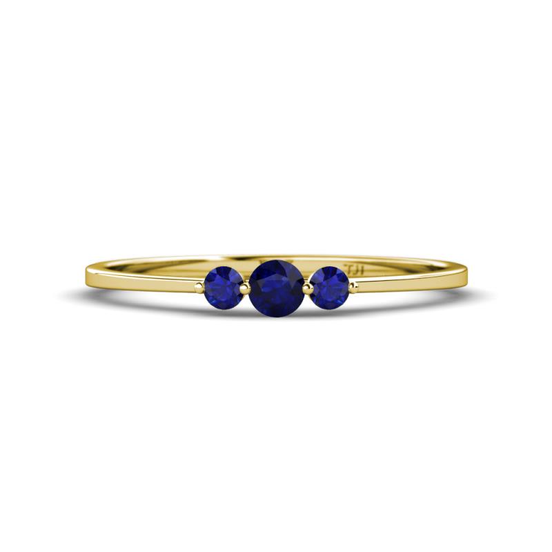 Shirley 3.50 mm Round Blue Sapphire Three Stone Engagement Ring 