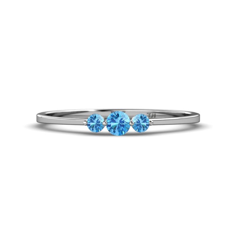 Shirley 3.50 mm Round Blue Topaz Three Stone Engagement Ring 