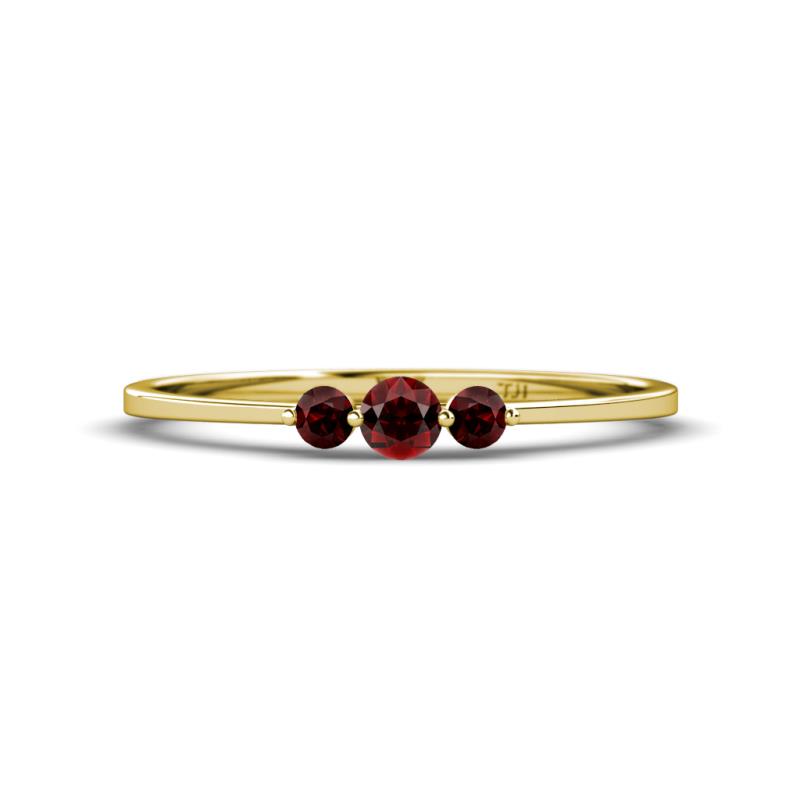 Shirley 3.50 mm Round Red Garnet Three Stone Engagement Ring 