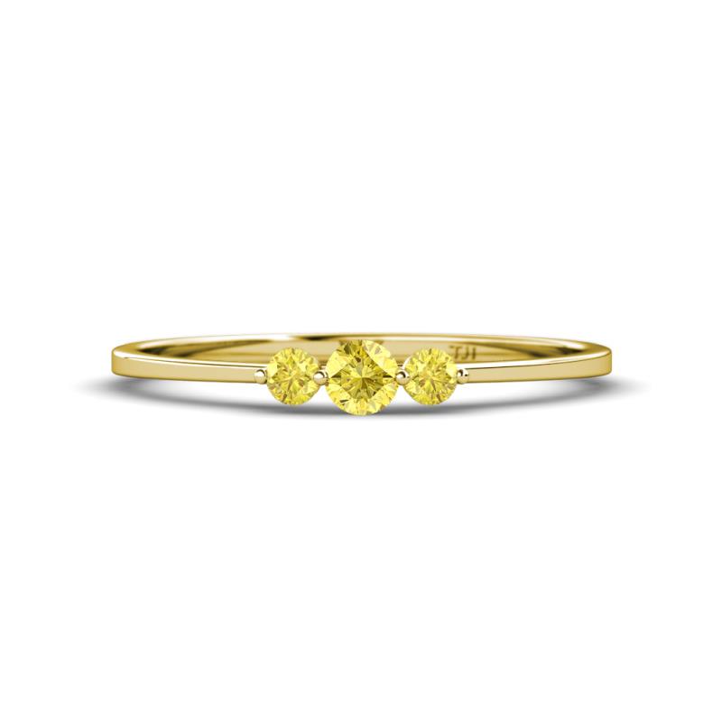 Shirley 3.50 mm Round Yellow Sapphire Three Stone Engagement Ring 