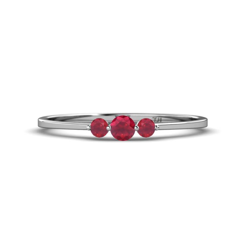 Shirley 3.50 mm Round Ruby Three Stone Engagement Ring 
