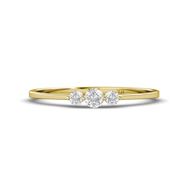Shirley 3.50 mm Round White Sapphire Three Stone Engagement Ring 