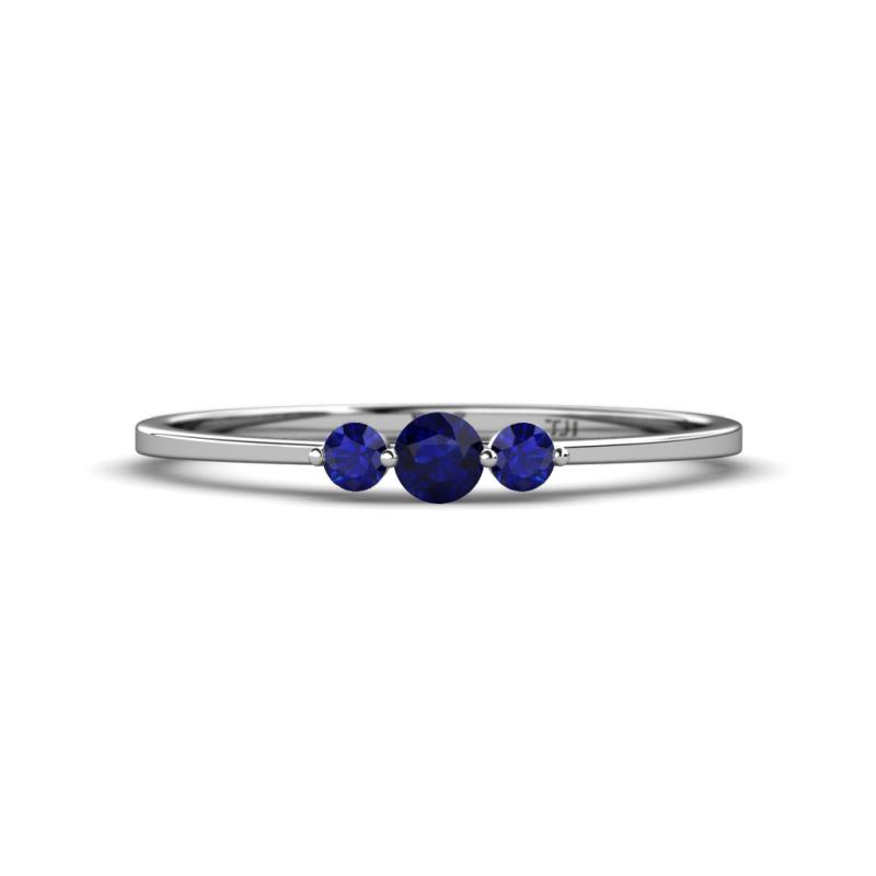 Shirley 3.50 mm Round Blue Sapphire Three Stone Engagement Ring 