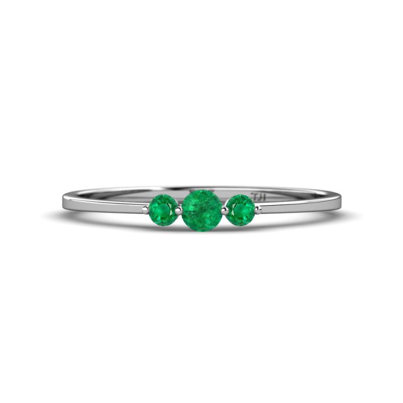 Shirley 3.50 mm Round Emerald Three Stone Engagement Ring 