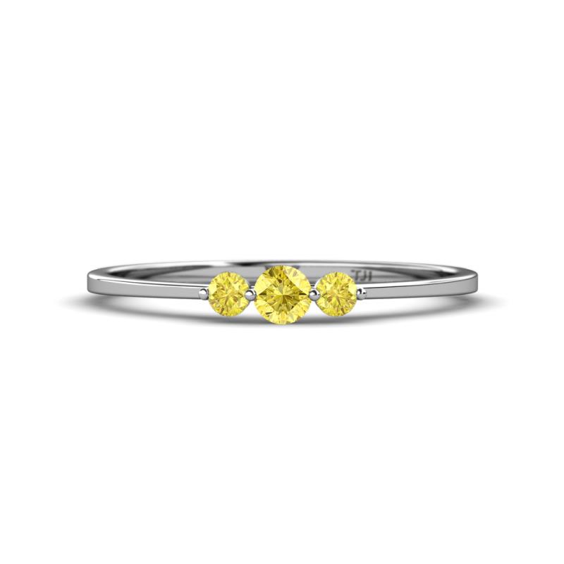 Shirley 3.50 mm Round Yellow Sapphire Three Stone Engagement Ring 